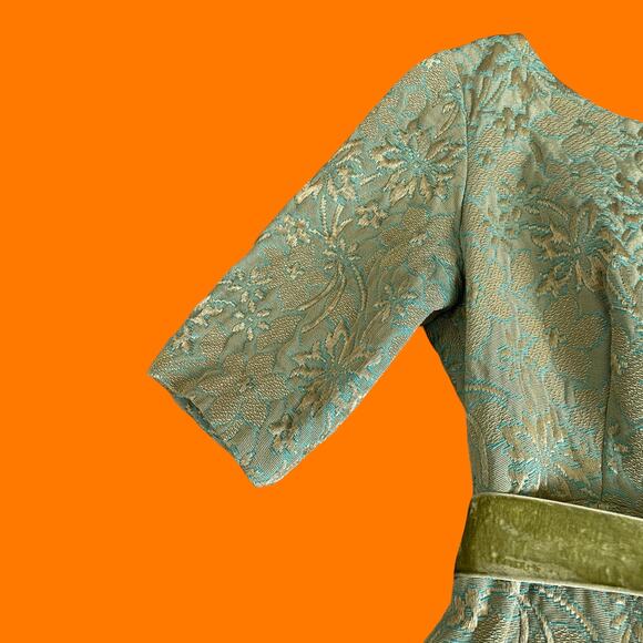 50's 60's vintage green evening dress formal dress prom dress XS harry keiser - Picture 4 of 10